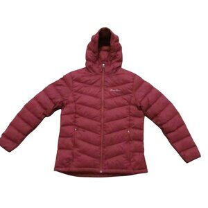 EDDIE BAUER Womens L Burgundy Short Goose Down Puffer Coat